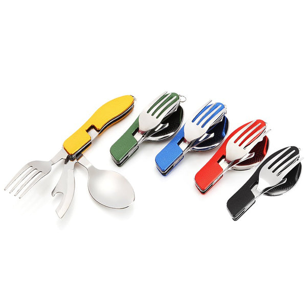 4 in 1 Folding Spoon Fork Knife&Bottle Opener